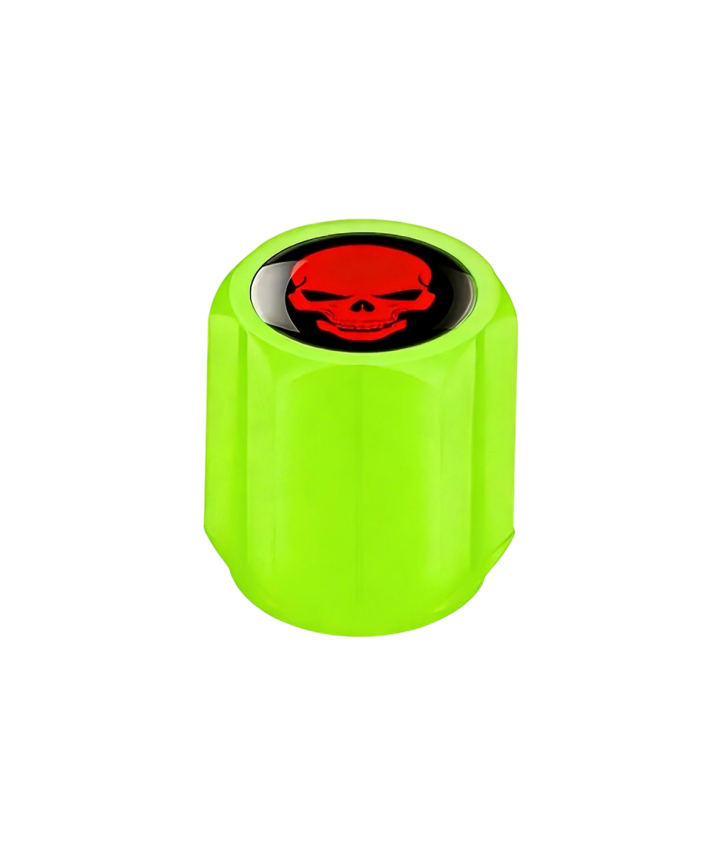 4pc Glow-in-the-Dark Skull Caps, Universal Car SUV Bike Truck Moto, Car Essentials, Portable Durable&Stylish, Gift