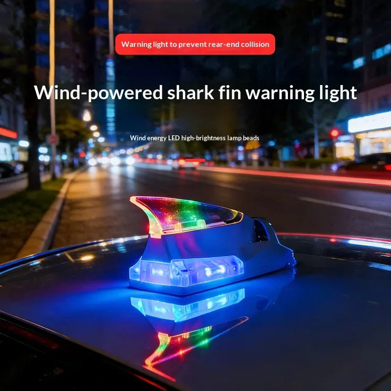 Anti-tail-chase LED Flashing Lights for Cars, Solar-powered Shark Fin Roof Warning Lights, Wind Energy Lamps, Wind-powered New M