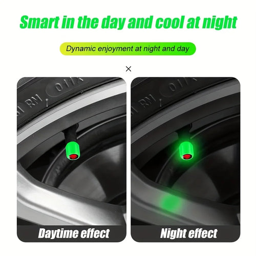 4pc Glow-in-the-Dark Skull Caps, Universal Car SUV Bike Truck Moto, Car Essentials, Portable Durable&Stylish, Gift