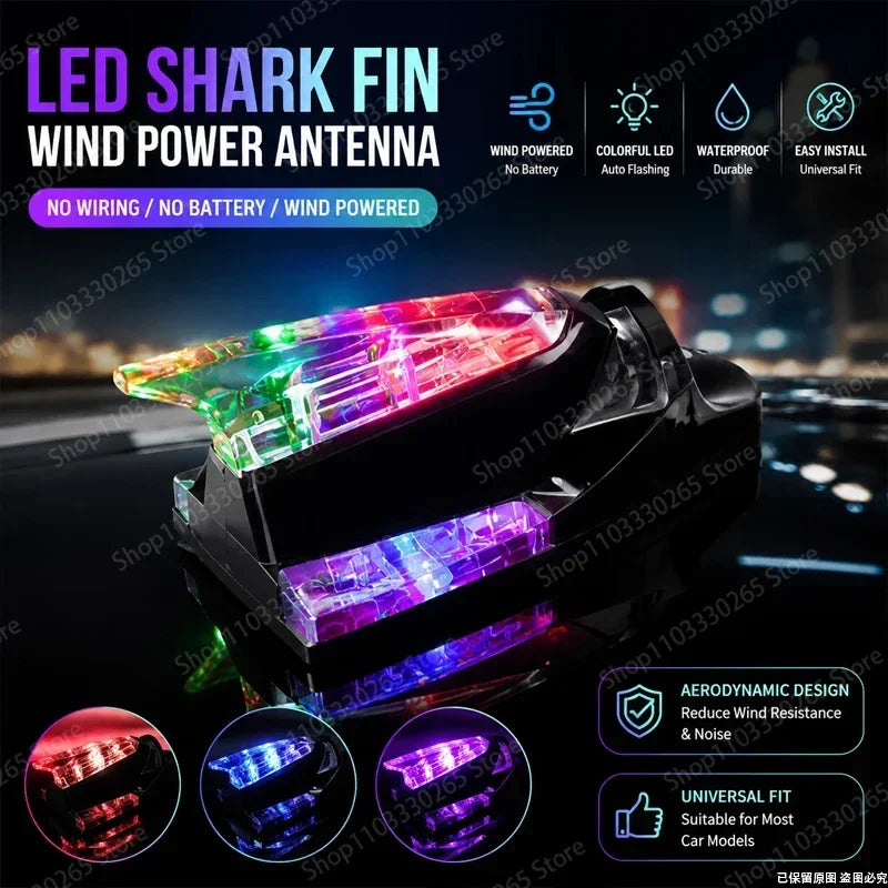 Anti-tail-chase LED Flashing Lights for Cars, Solar-powered Shark Fin Roof Warning Lights, Wind Energy Lamps, Wind-powered New M
